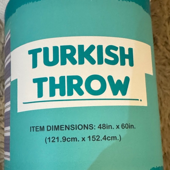 Turkish Throw Blanket & Pillow Set with Blue Stripes - Picture 5 of 5